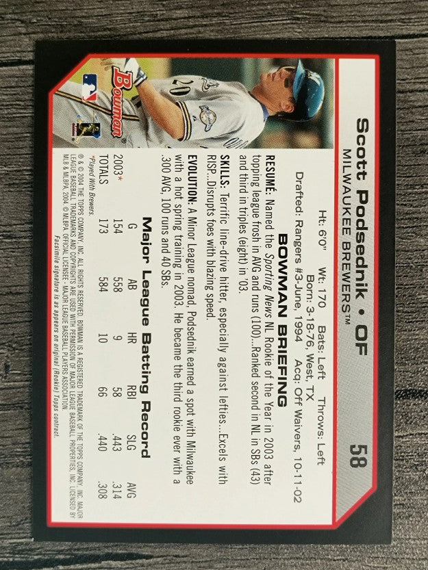 2004 Bowman #58 Scott Podsednik