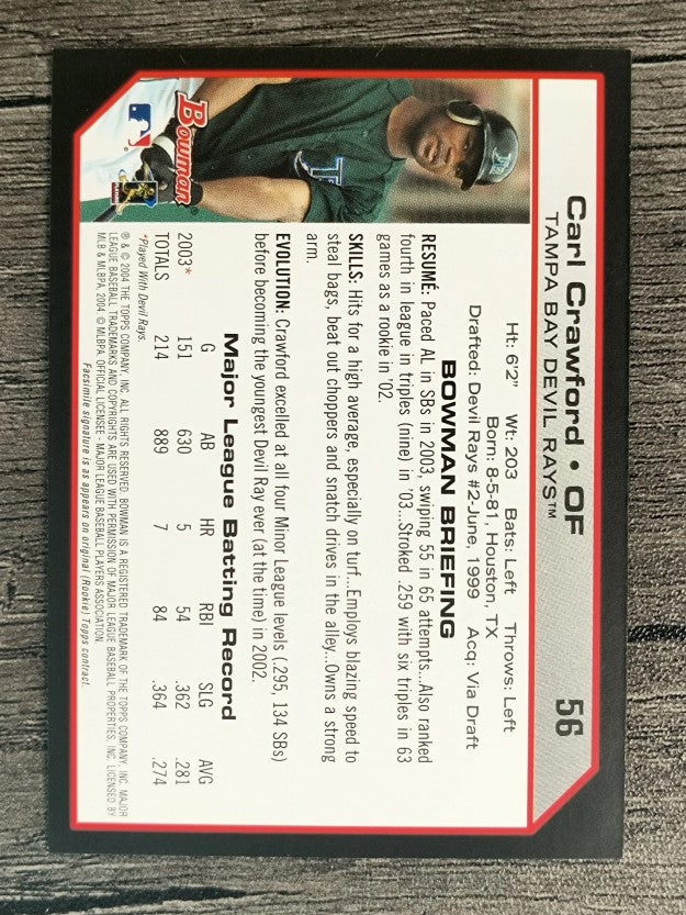 2004 Bowman #56 Carl Crawford