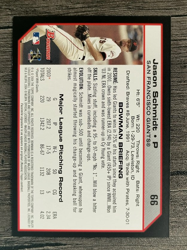 2004 Bowman #66 Jason Schmidt