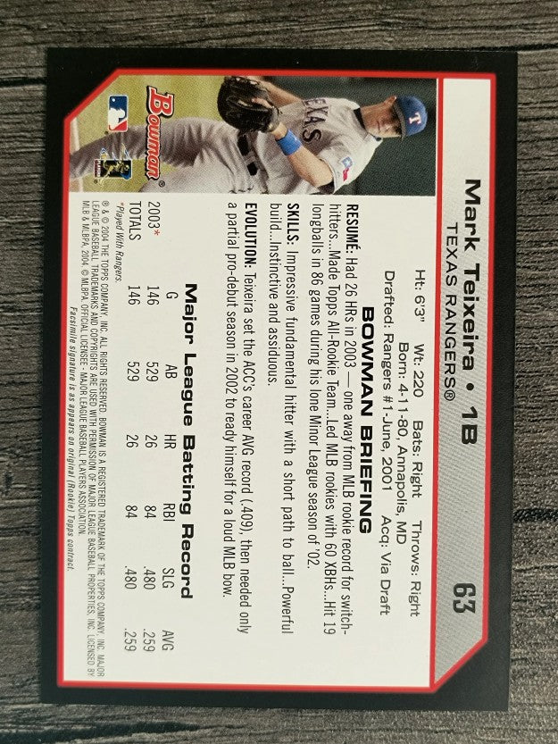 2004 Bowman #63 Mark Teixeira
