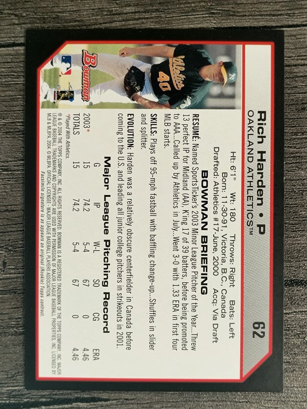 2004 Bowman #62 Rich Harden