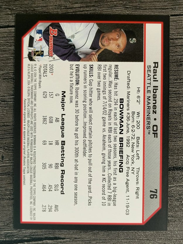 2004 Bowman #76 Raul Ibanez