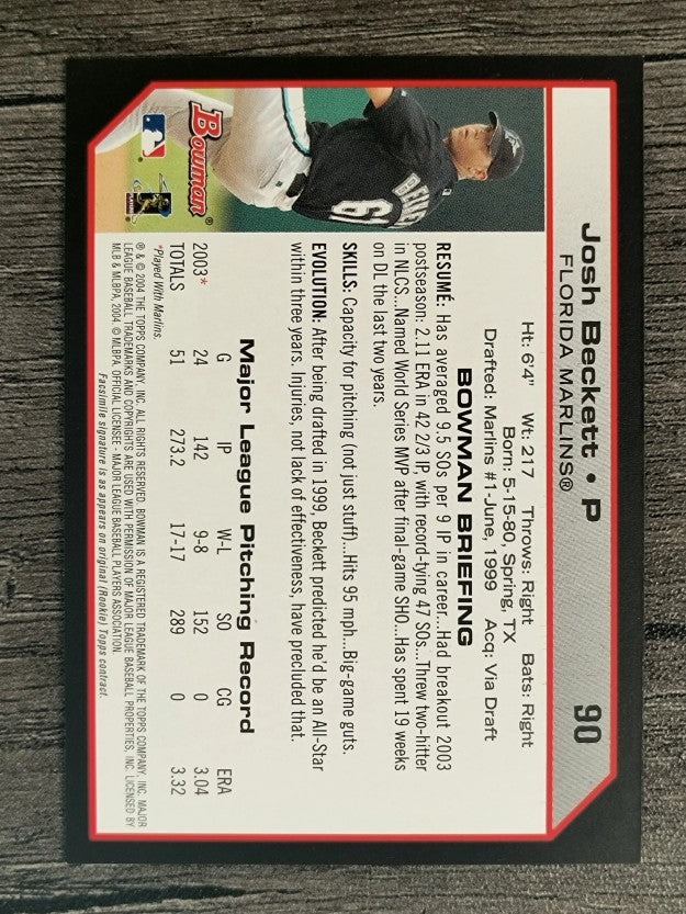 2004 Bowman #90 Josh Beckett