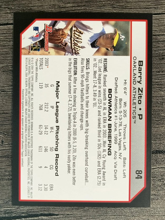 2004 Bowman #84 Barry Zito