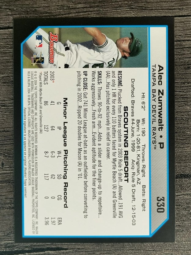 2004 Bowman #330 Alec Zumwalt FY RC