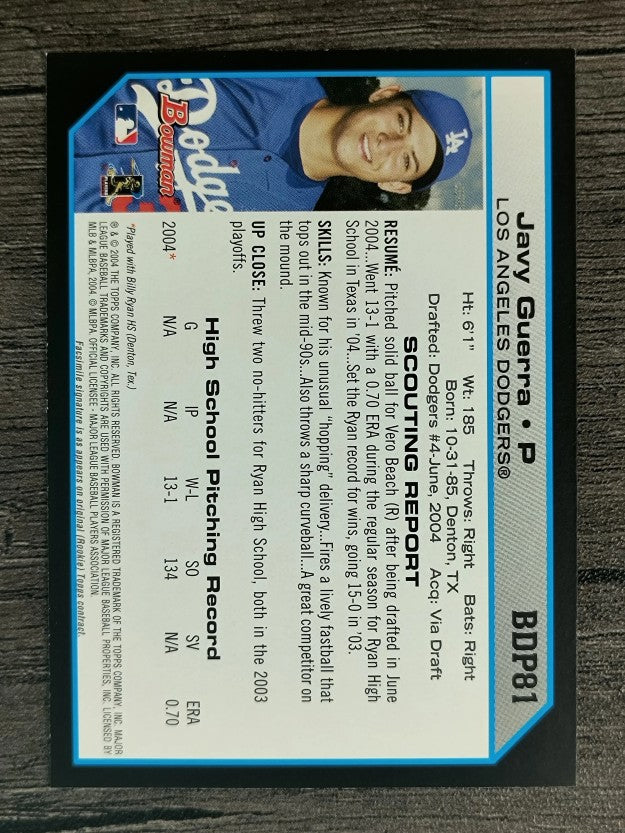 2004 Bowman Draft #81 Javy Guerra RC