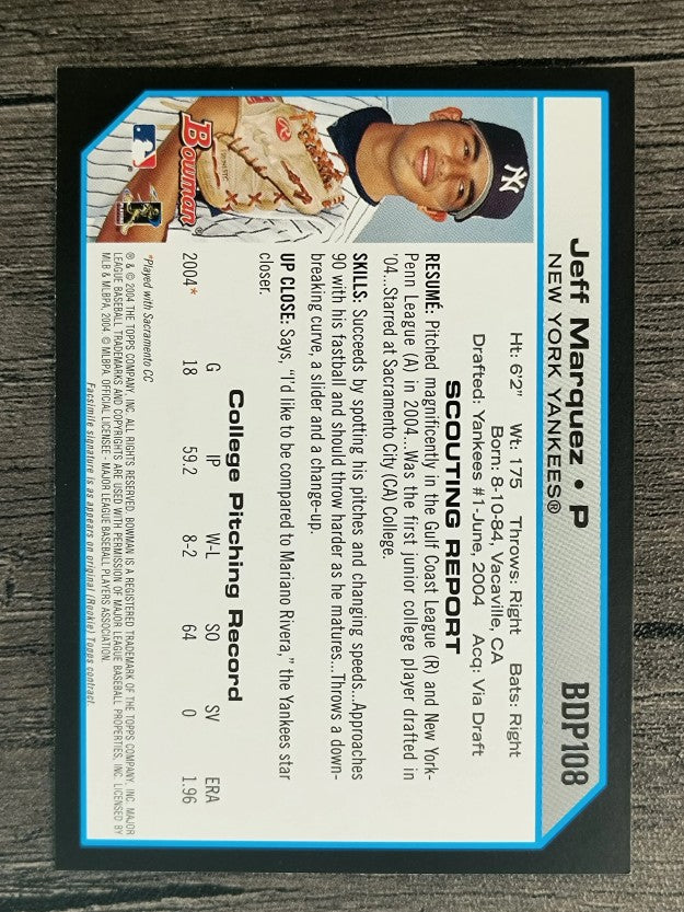 2004 Bowman Draft #108 Jeff Marquez RC