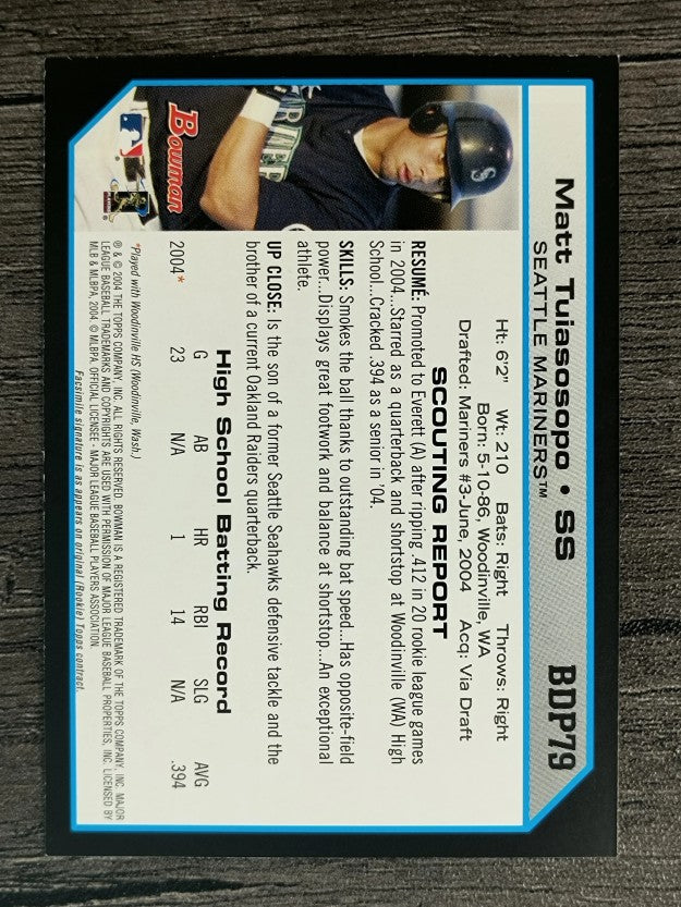 2004 Bowman Draft #79 Matt Tuiasosopo RC