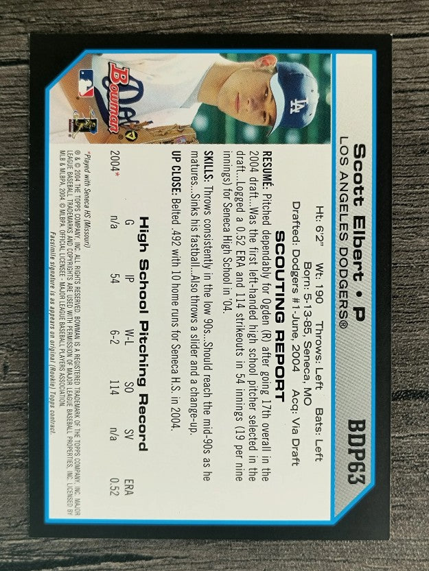 2004 Bowman Draft #63 Scott Elbert RC