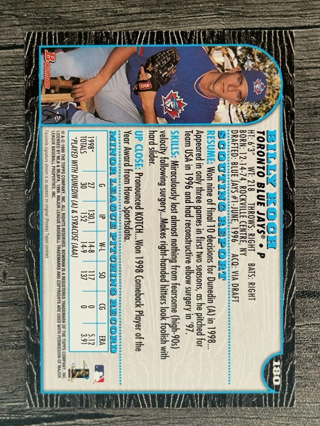 1999 Bowman #180 Billy Koch