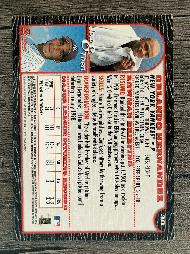 1999 Bowman #30 Orlando Hernandez