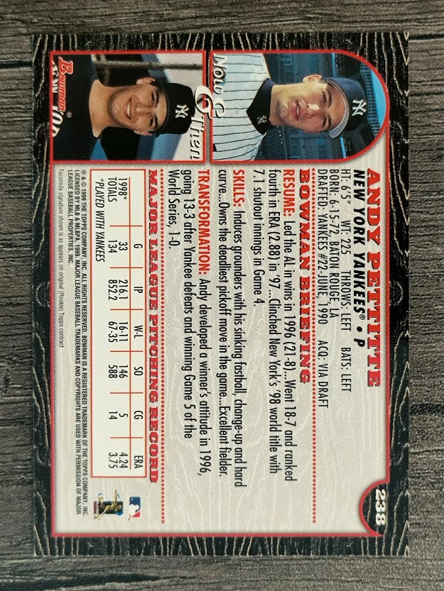 1999 Bowman #238 Andy Pettitte