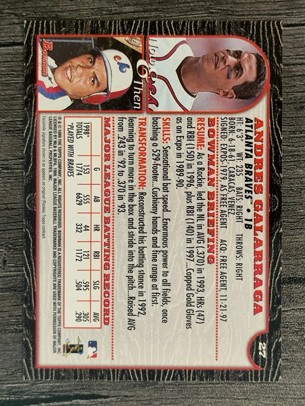 1999 Bowman #27 Andres Galarraga