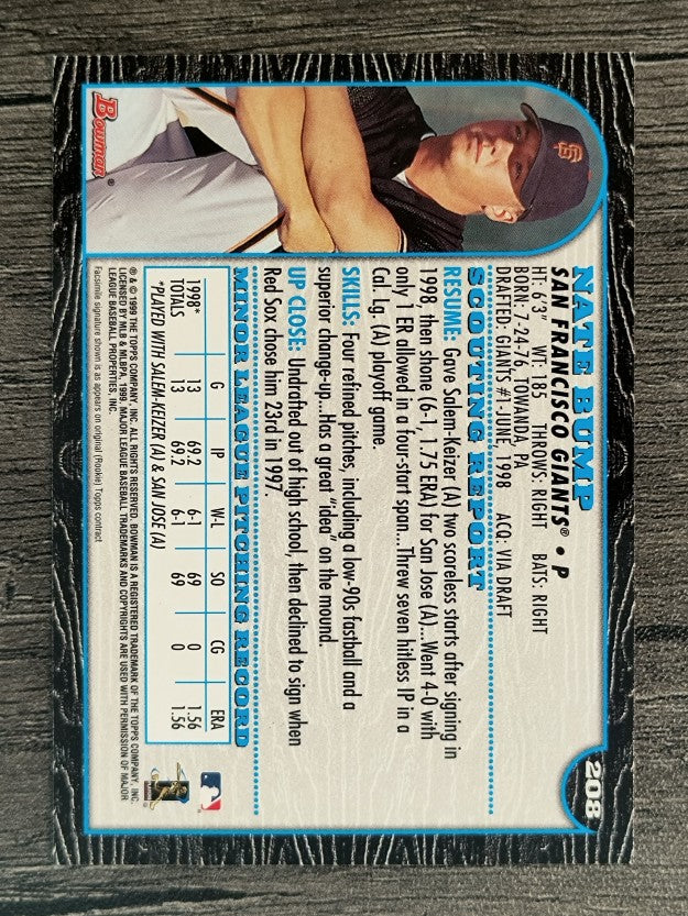 1999 Bowman #208 Nate Bump RC
