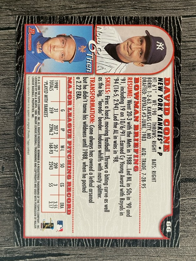 1999 Bowman #66 David Cone