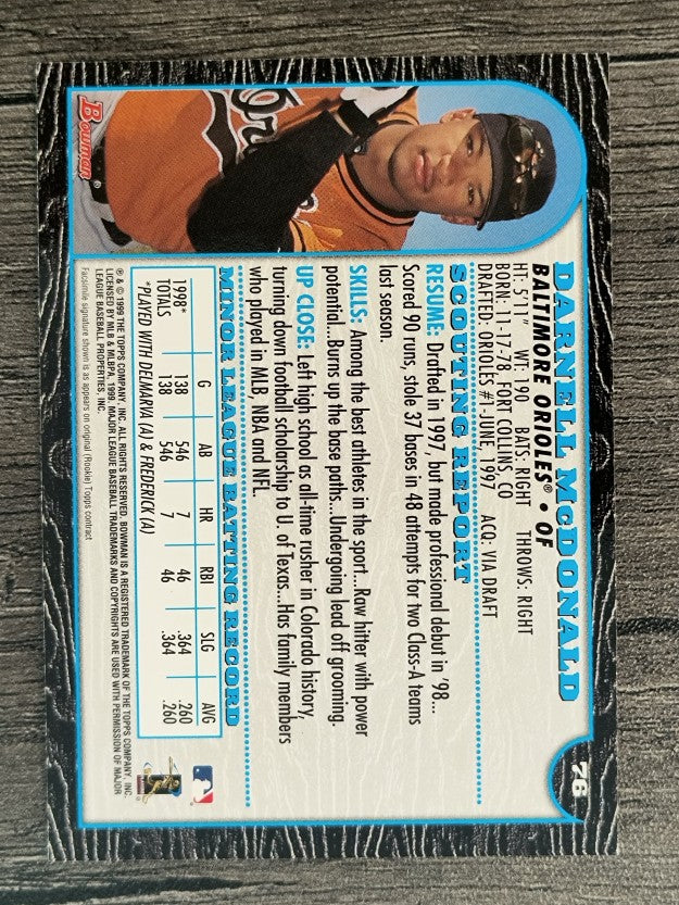 1999 Bowman #76 Darnell McDonald
