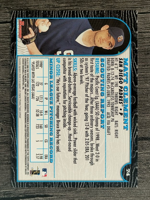 1999 Bowman #74 Matt Clement