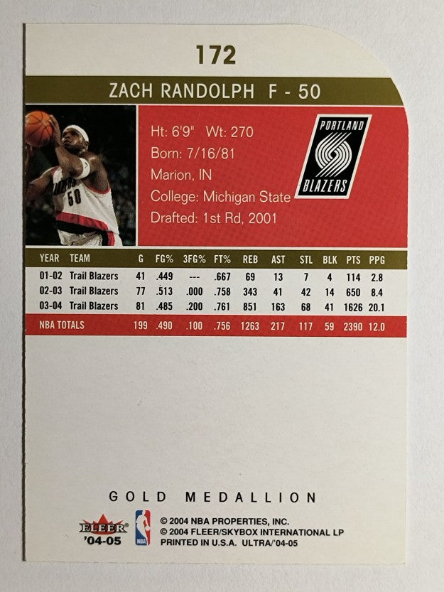 2004-05 Ultra Gold Medallion #172 Zach Randolph