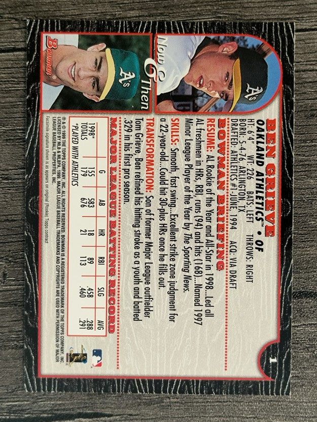 1999 Bowman #1 Ben Grieve