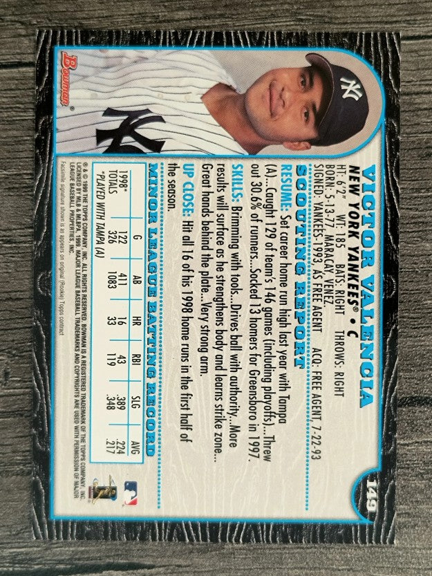 1999 Bowman #149 Victor Valencia RC