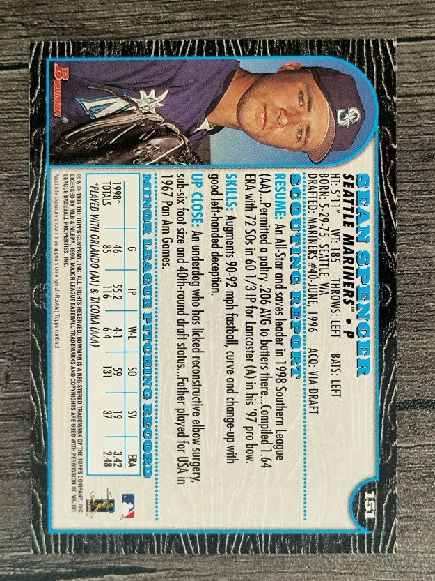 1999 Bowman #151 Sean Spencer RC