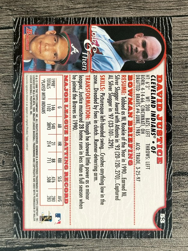 1999 Bowman #53 David Justice