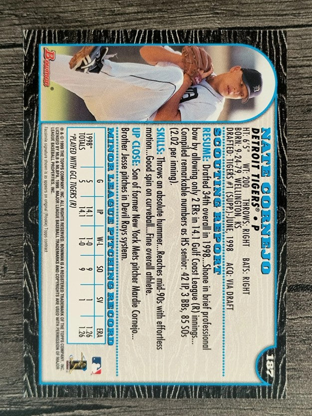 1999 Bowman #187 Nate Cornejo RC