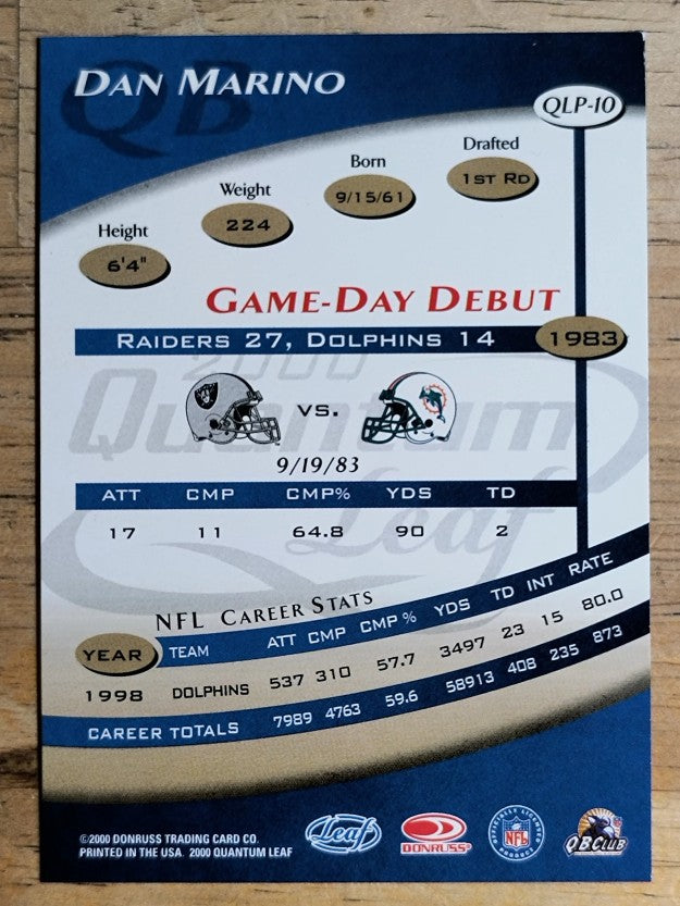 2000 Quantum Leaf Previews #QLP10 Dan Marino