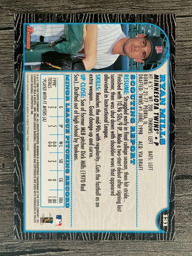 1999 Bowman #131 Ryan Mills RC