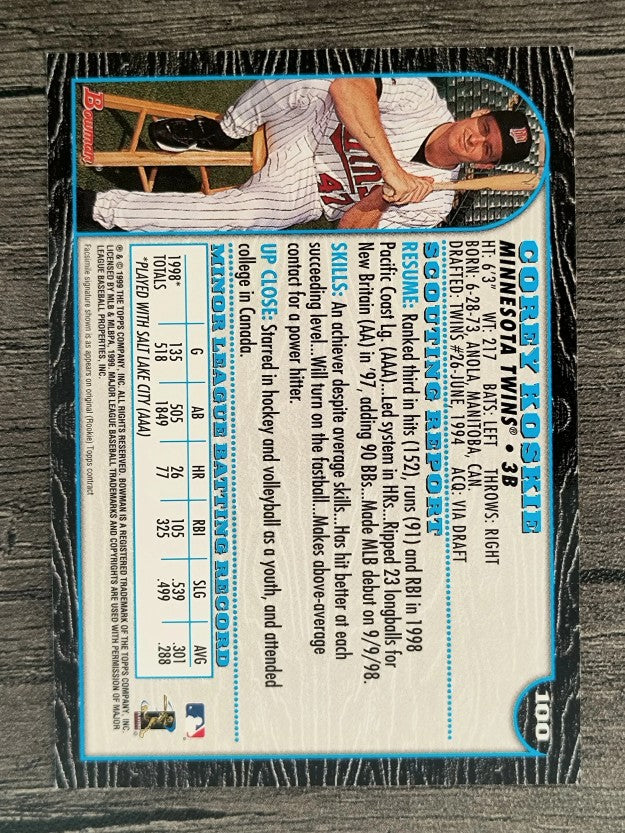 1999 Bowman #100 Corey Koskie