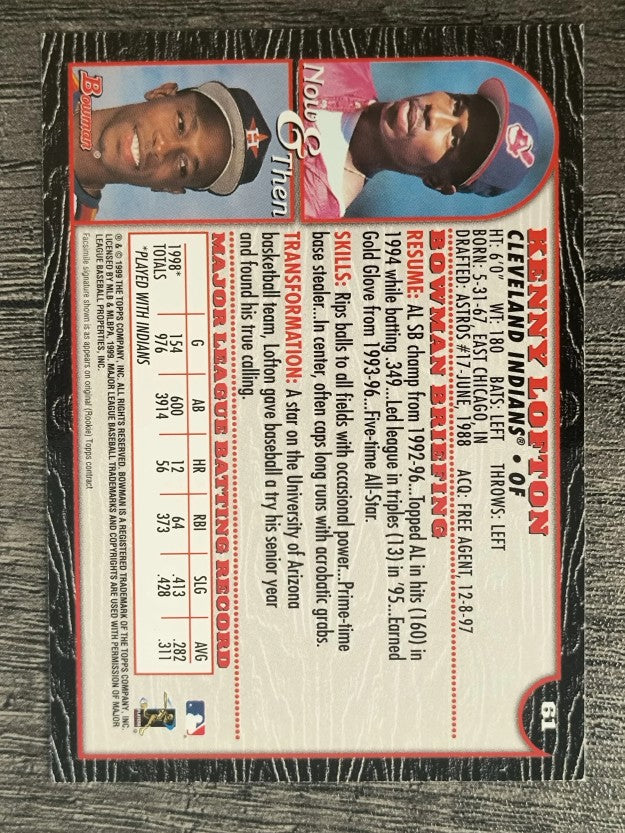 1999 Bowman #61 Kenny Lofton