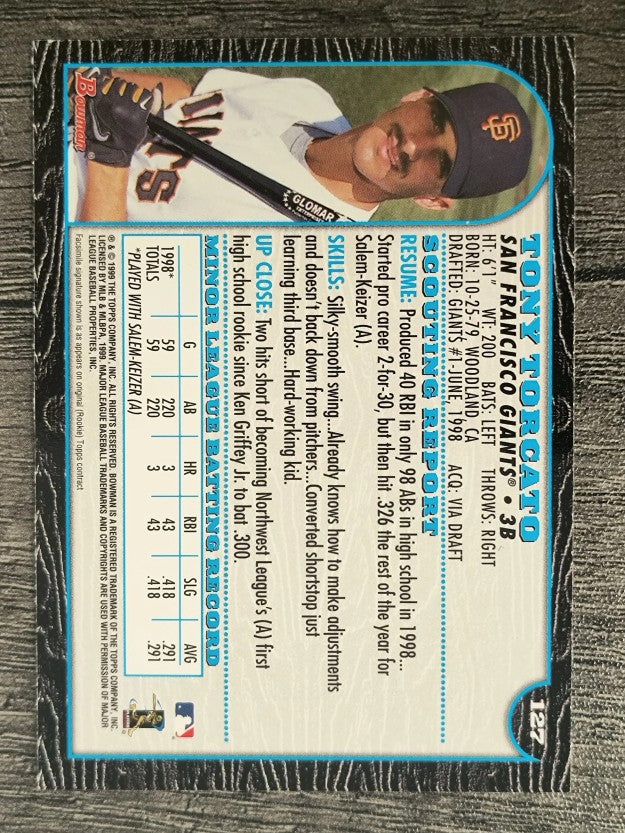 1999 Bowman #127 Tony Torcato RC