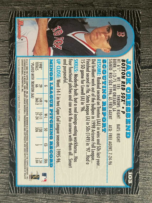 1999 Bowman #103 Jack Cressend RC