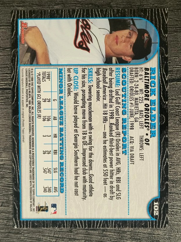 1999 Bowman #102 Rick Elder RC