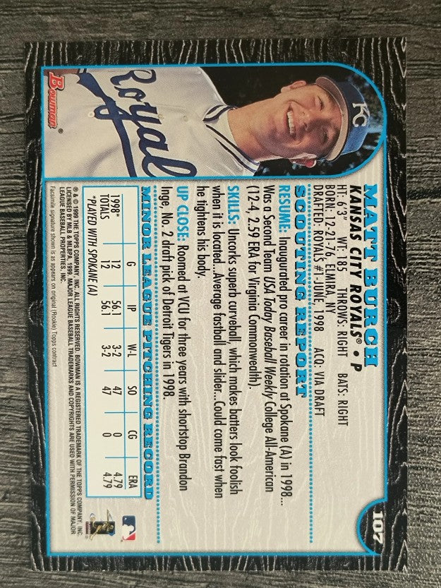 1999 Bowman #107 Matt Burch RC