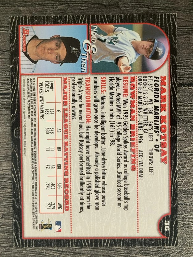1999 Bowman #36 Mark Kotsay