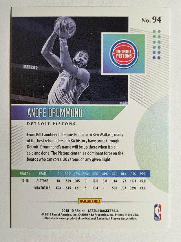 2018-19 Panini Status Aqua #94 Andre Drummond