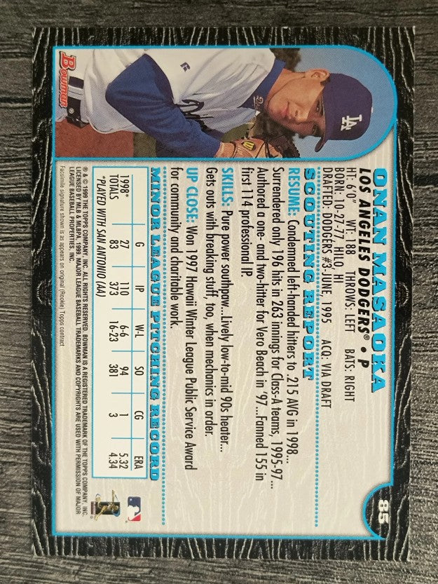1999 Bowman #85 Onan Masaoka