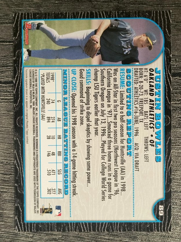 1999 Bowman #89 Justin Bowles RC