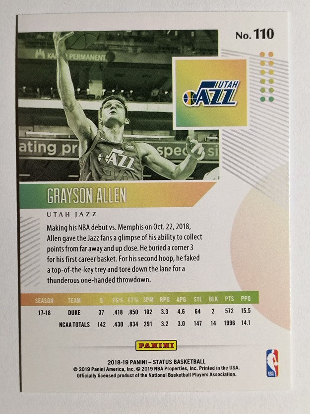 2018-19 Panini Status #110 Grayson Allen RC
