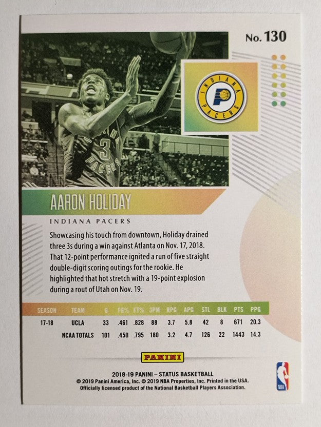 2018-19 Panini Status #130 Aaron Holiday RC