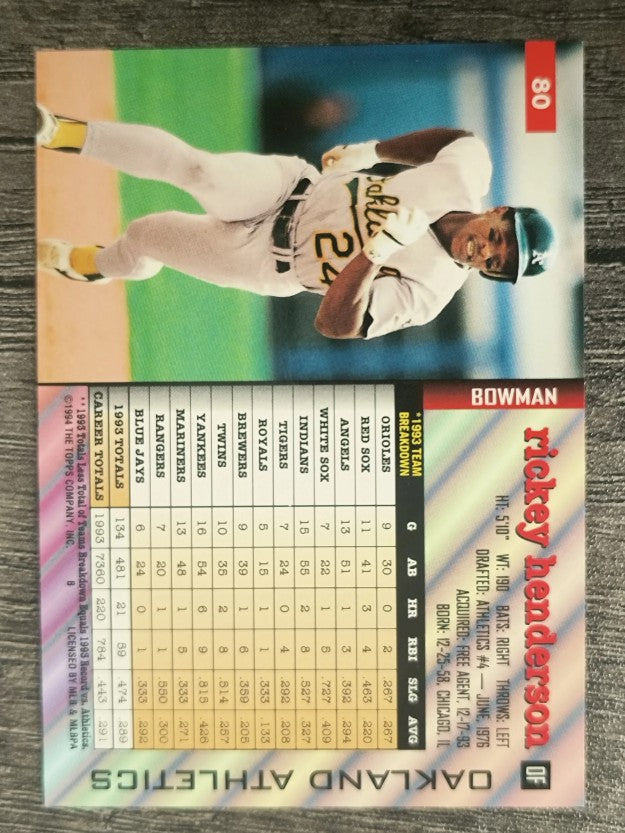 1994 Bowman #80 Rickey Henderson