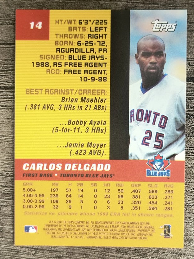 2000 Bowman's Best #14 Carlos Delgado