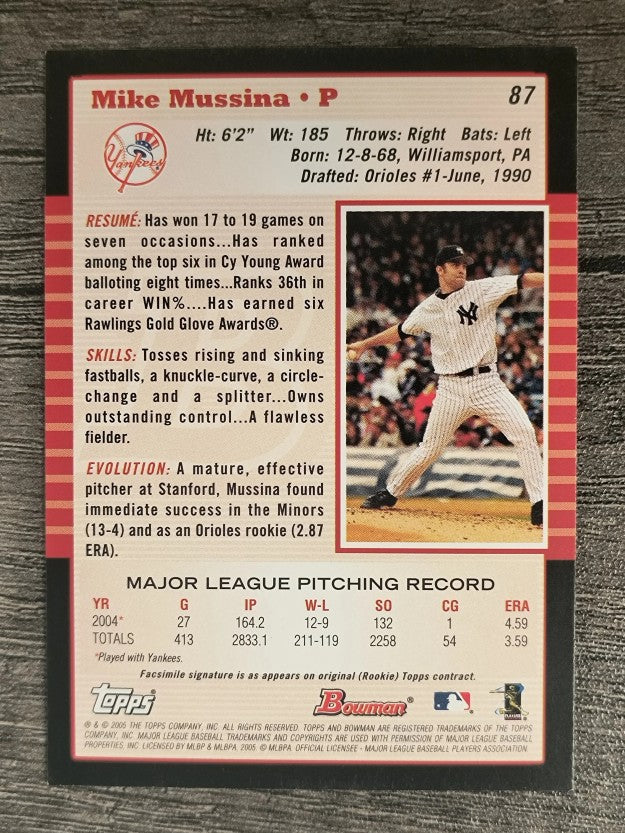 2005 Bowman #87 Mike Mussina