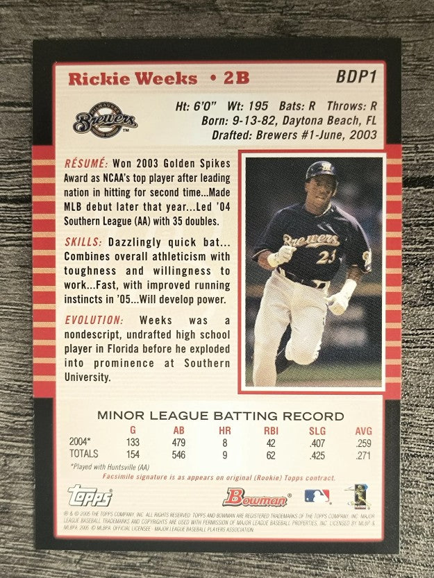 2005 Bowman Draft #BDP1 Rickie Weeks