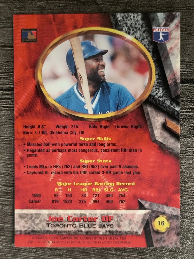 1994 Bowman's Best #R16 Joe Carter