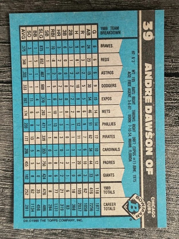 1990 Bowman #39 Andre Dawson