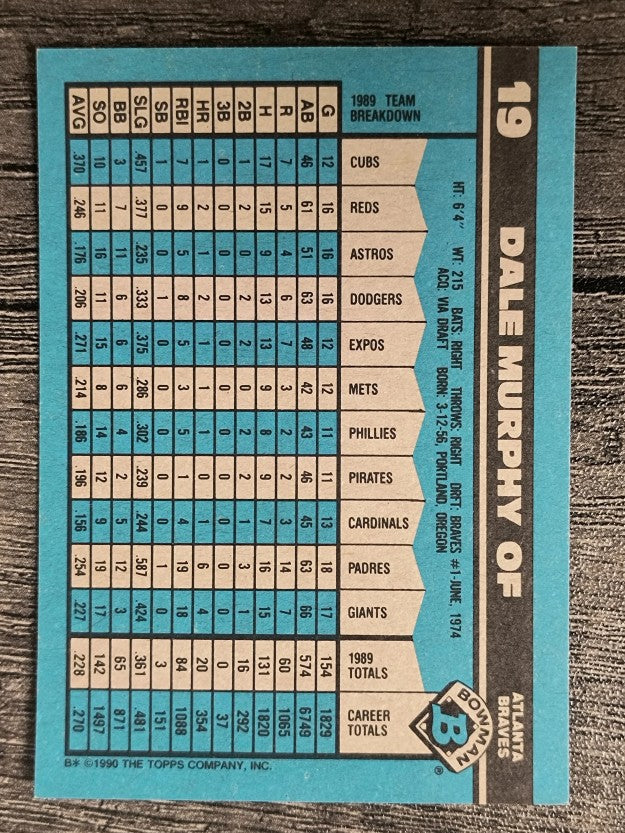 1990 Bowman #19 Dale Murphy