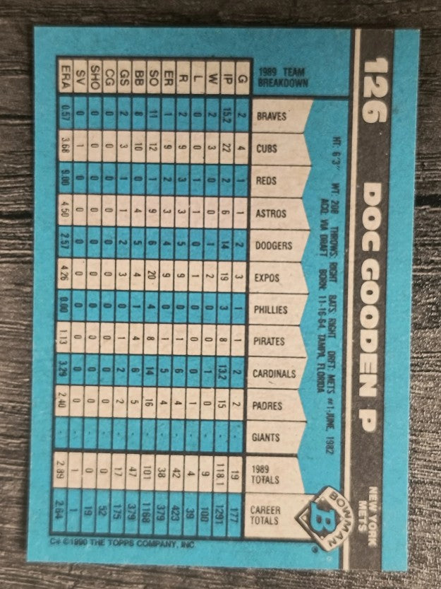 1990 Bowman #126 Dwight Gooden