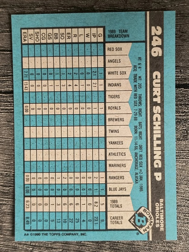 1990 Bowman #246 Curt Schilling